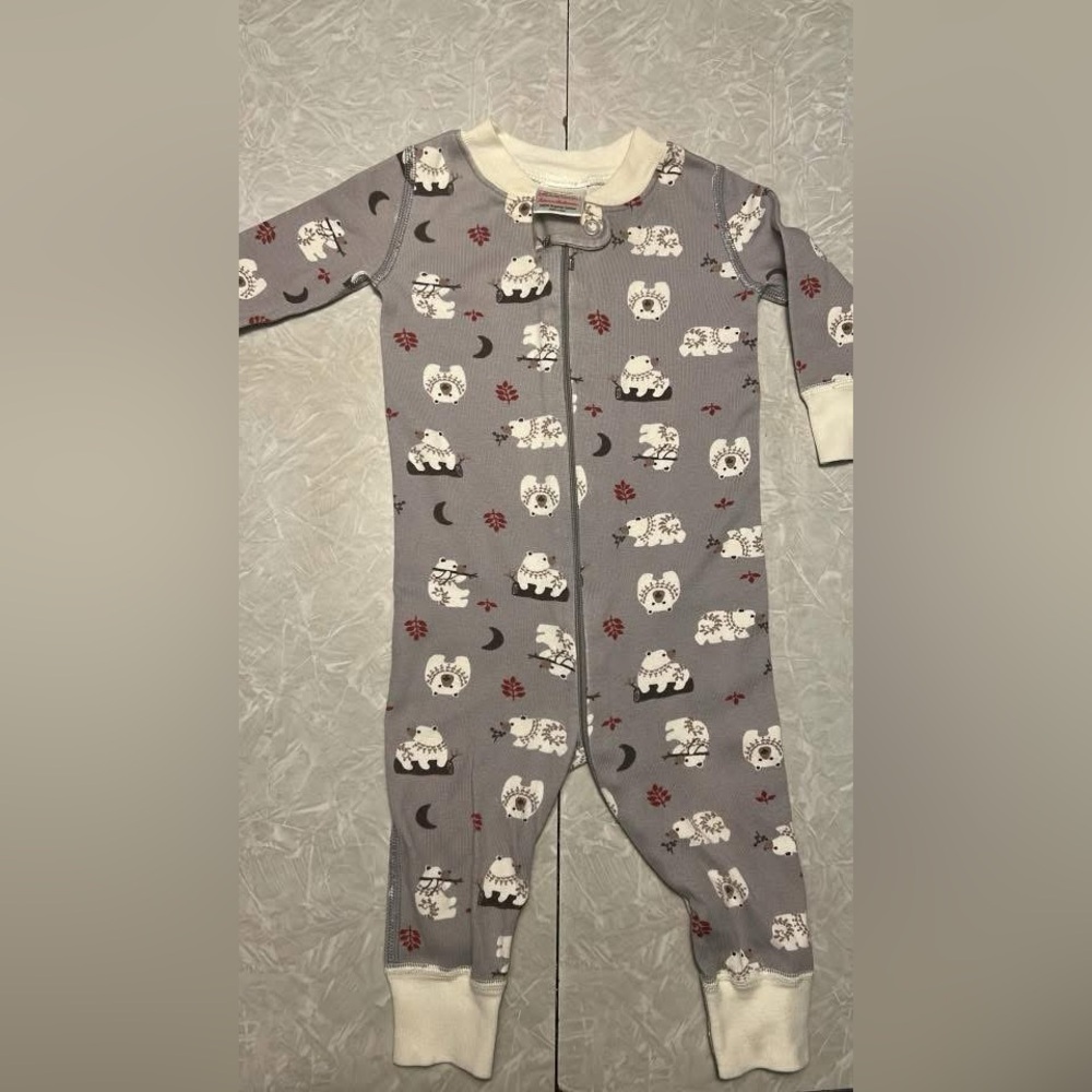 Hanna Andersson Gray Bear Print Kids Footie